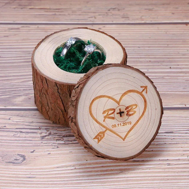 Personalized Rustic Wedding Ring Bearer Box, Custom Wooden Ring Holder