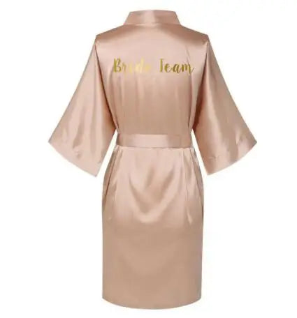 Rose Gold Satin Silk Bride Robe Wedding Robe Bridesmaid Bride Dressing Gown Bridesmaid Robes