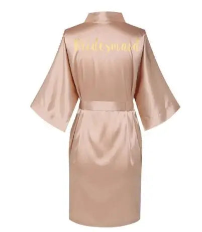 Rose Gold Satin Silk Bride Robe Wedding Robe Bridesmaid Bride Dressing Gown Bridesmaid Robes