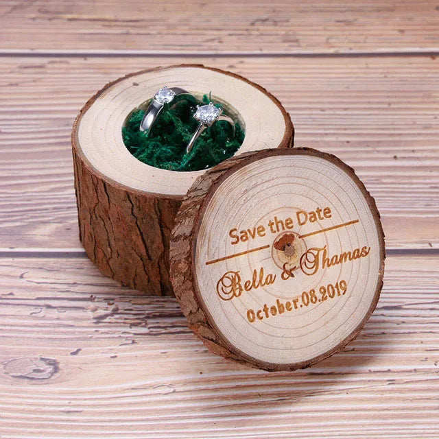 Personalized Rustic Wedding Ring Bearer Box, Custom Wooden Ring Holder