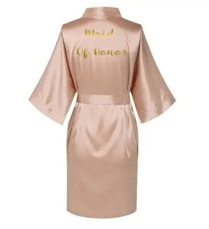 Rose Gold Satin Silk Bride Robe Wedding Robe Bridesmaid Bride Dressing Gown Bridesmaid Robes