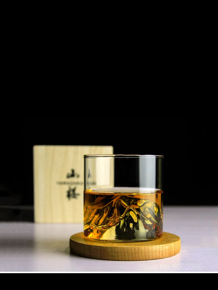 Creative Iceberg Design Whiskey Glass Bottom Raised Mountain Rock Shot Glass