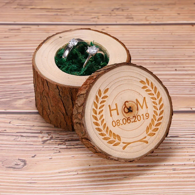 Personalized Rustic Wedding Ring Bearer Box, Custom Wooden Ring Holder