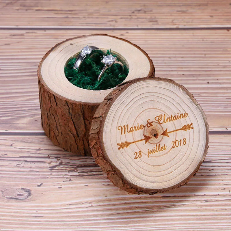 Personalized Rustic Wedding Ring Bearer Box, Custom Wooden Ring Holder