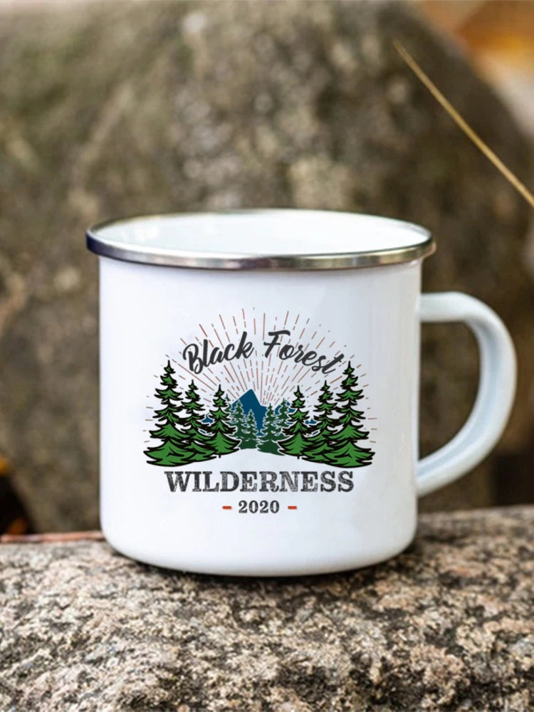 Adventure Forest Mountain Print Coffee Water Cup Camping Mugs Handle Drinkwa