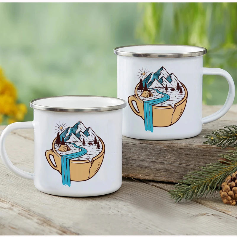 Outdoor Enamel Water Cups, Camping Mug, Campfire Party, Mug Gifts