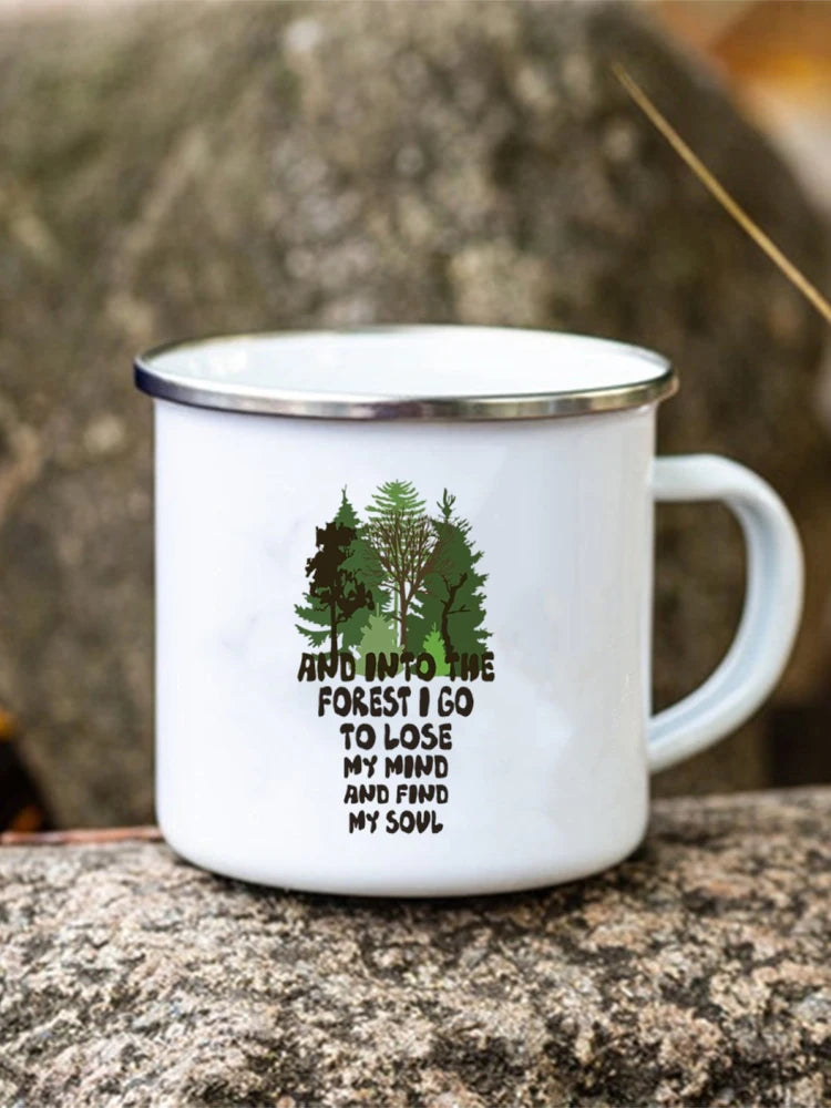 Adventure Forest Mountain Print Coffee Water Cup Camping Mugs Handle Drinkwa