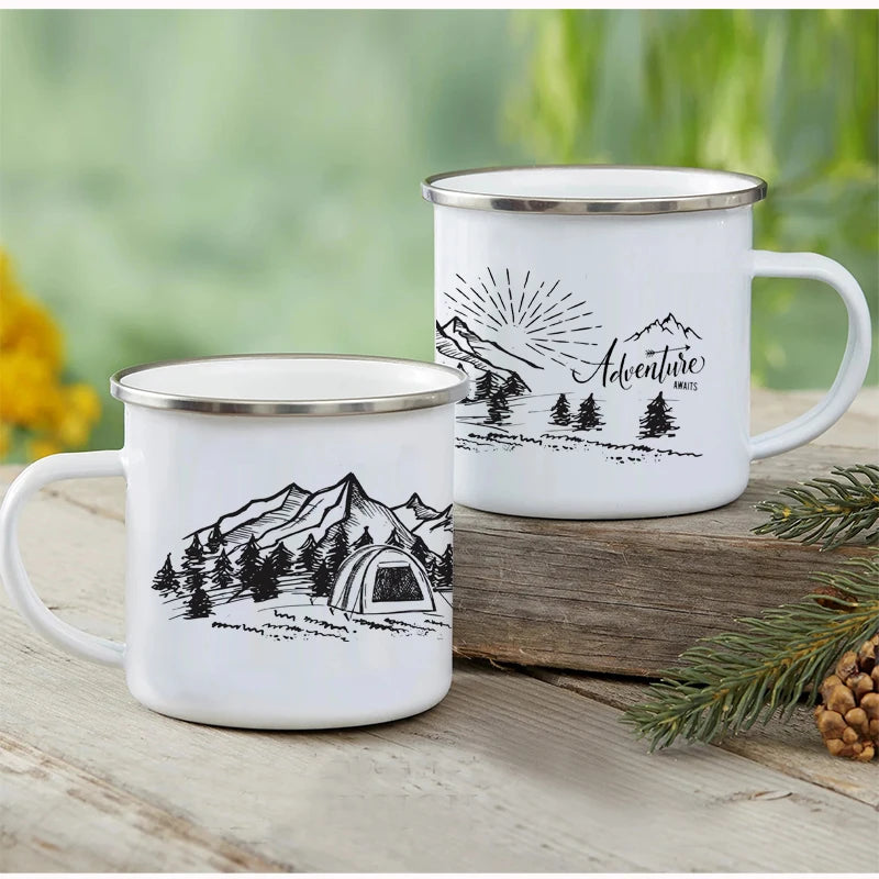 Outdoor Enamel Water Cups, Camping Mug, Campfire Party, Mug Gifts