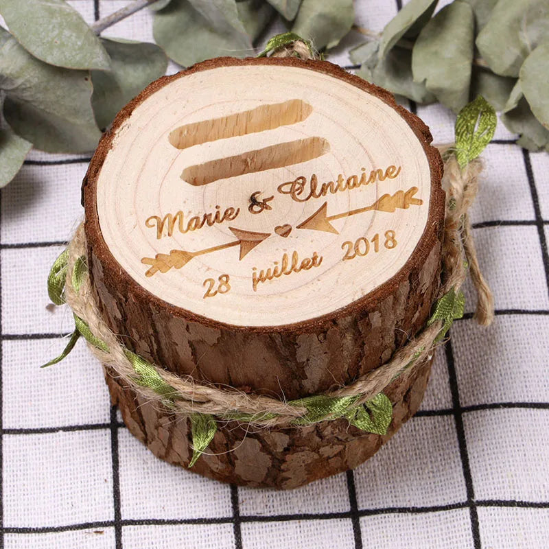 Personalized Rustic Wedding Ring Bearer Box, Custom Wooden Ring Holder