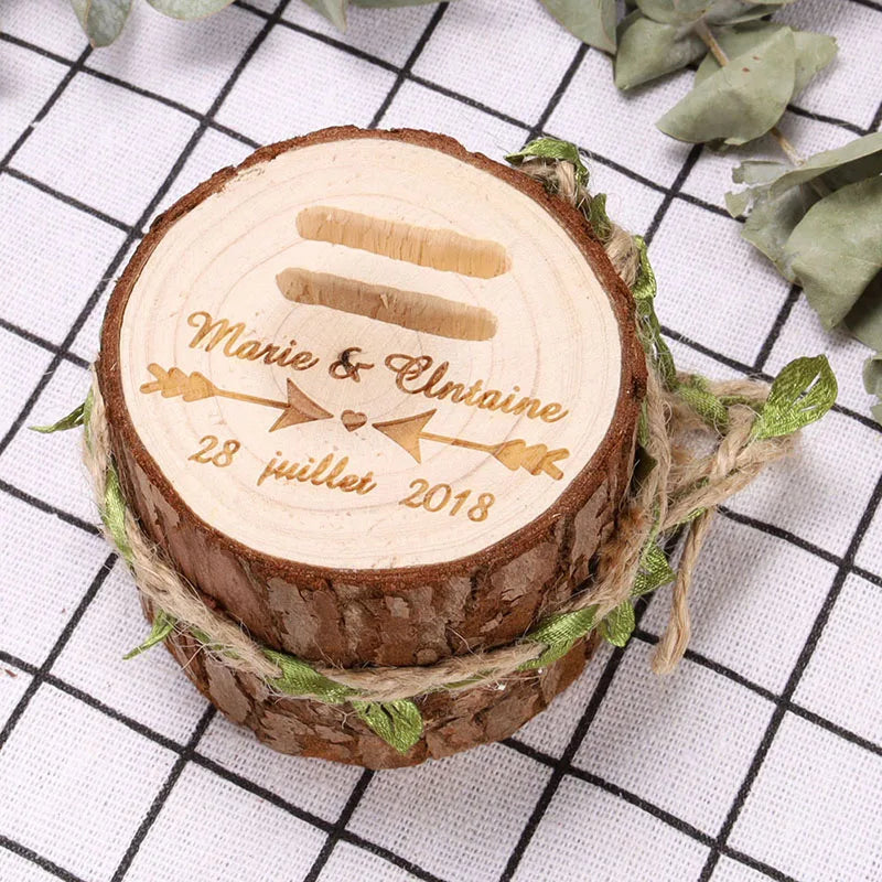 Personalized Rustic Wedding Ring Bearer Box, Custom Wooden Ring Holder