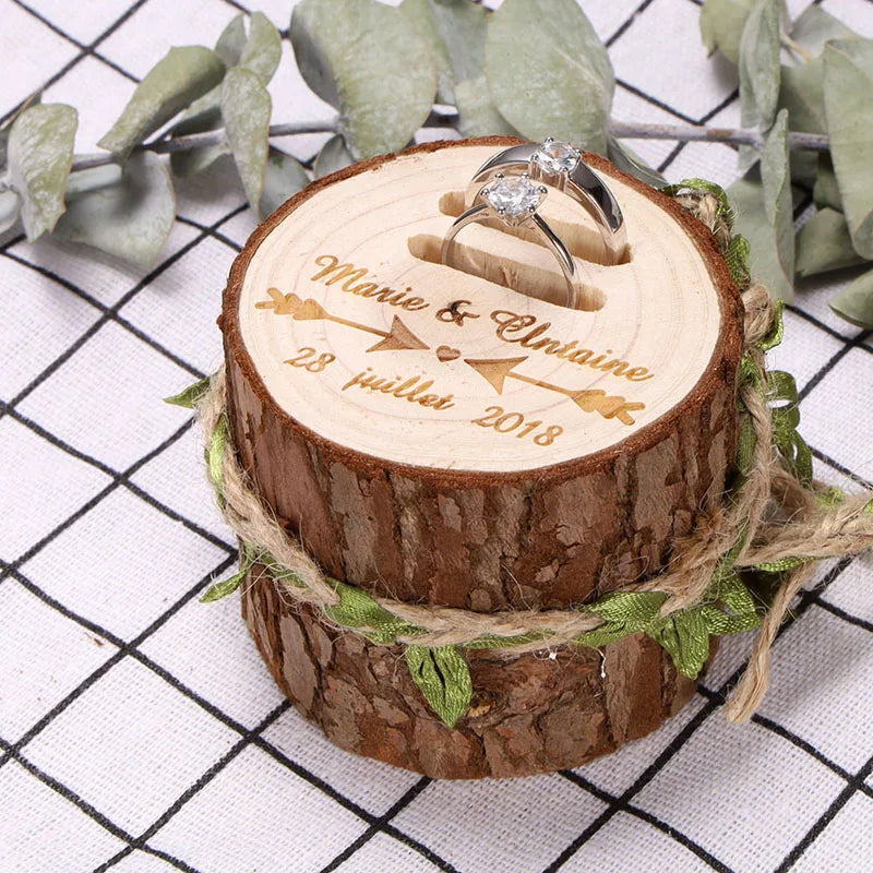 Personalized Rustic Wedding Ring Bearer Box, Custom Wooden Ring Holder