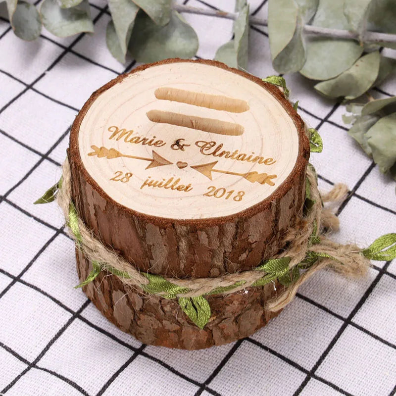 Personalized Rustic Wedding Ring Bearer Box, Custom Wooden Ring Holder