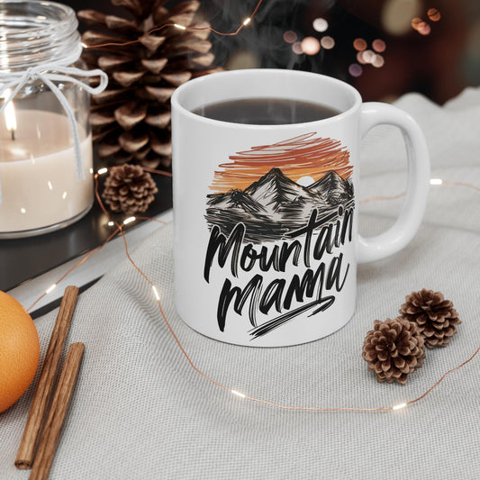 Mug, Cute Mountain Mama Coffee Cup, Gift for Mom, Mother's Day Present, Ceramic Tea Mug, Outdoor Lover Cup