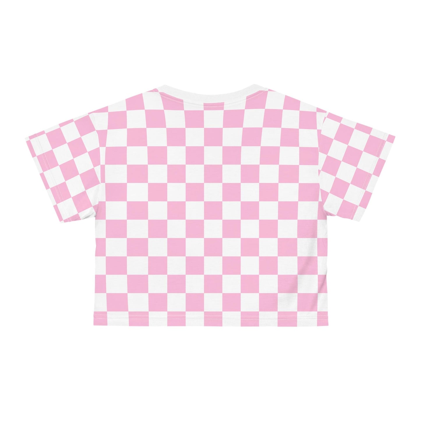 Mountain Heart Checkered Crop Tee for Outdoor Enthusiasts, Women's Casual Shirt, Summer Fashion Top, Trendy Crop T-Shirt, Hiking Apparel