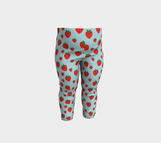 Baby Blue Strawberry Leggings, Leggings for Toddlers